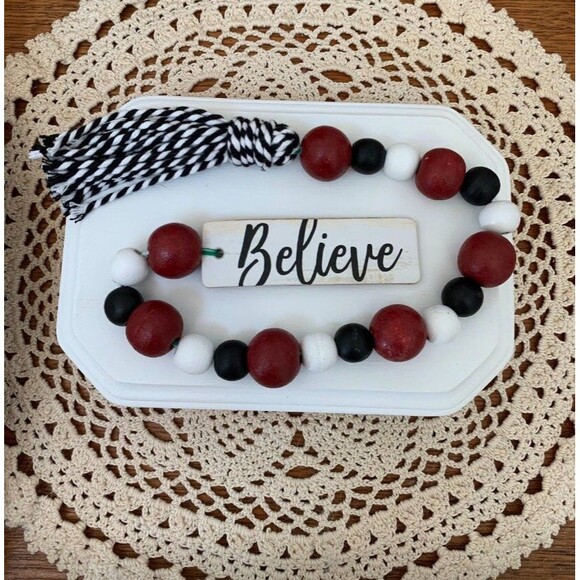 Christmas Tiered Tray Decor, Beaded Garland, Christmas Bead Garland, Farmhouse - Picture 1 of 6